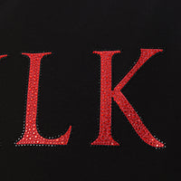 Siksilk Mens Oversized T-Shirt in Black with Red Rhinestone Logo