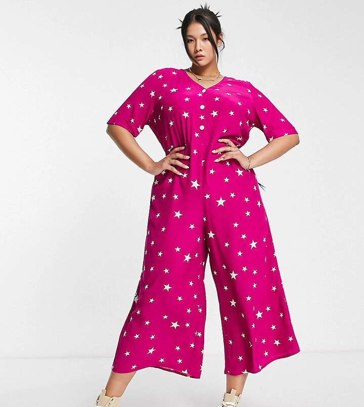 Womens Nobody'S Child Plus Sharona Star Print Jumpsuit In Pink