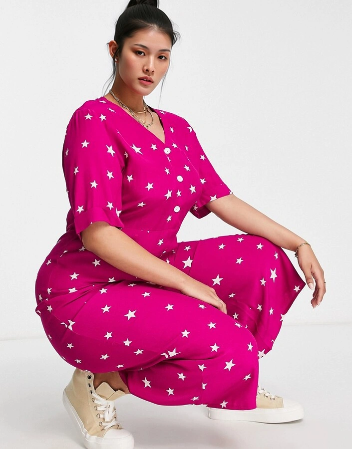 Womens Nobody'S Child Plus Sharona Star Print Jumpsuit In Pink