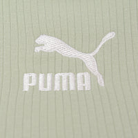 Puma Womens Lime Green Classics Lettuce Hem Crop Tank Top