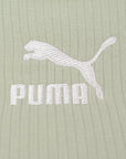 Puma Womens Lime Green Classics Lettuce Hem Crop Tank Top