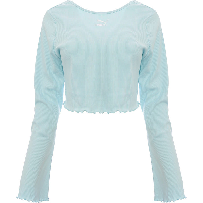 Puma Womens Classic Flare Sleeve Scoop Back Top in Baby Blue