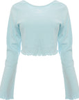 Puma Womens Classic Flare Sleeve Scoop Back Top in Baby Blue