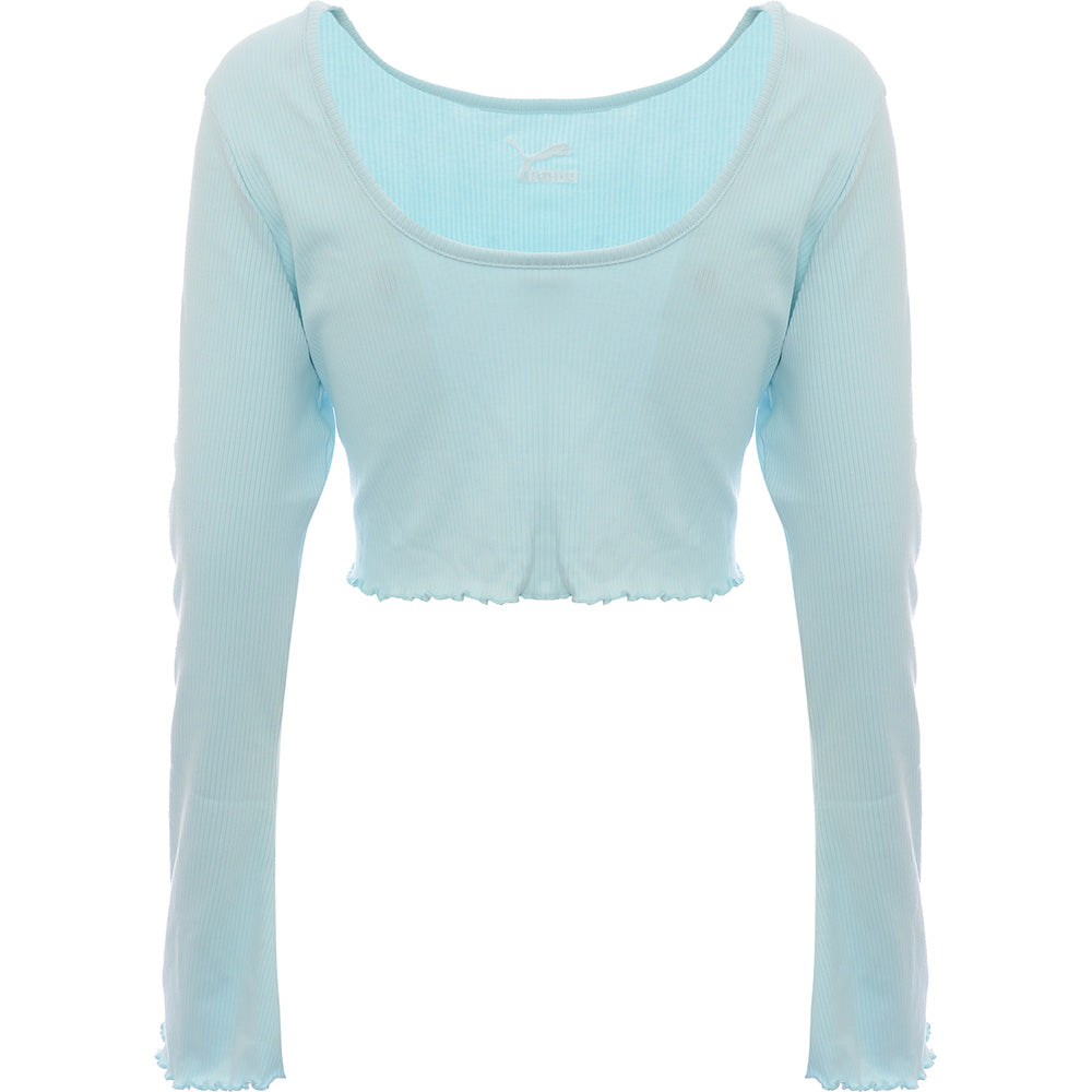 Puma Womens Classic Flare Sleeve Scoop Back Top in Baby Blue