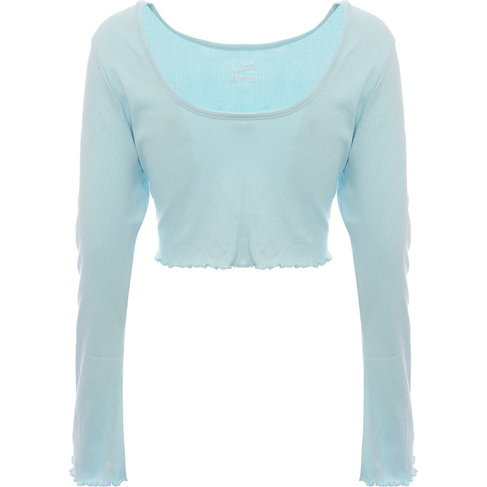 Puma Womens Classic Flare Sleeve Scoop Back Top in Baby Blue