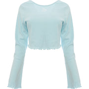 Puma Womens Classic Flare Sleeve Scoop Back Top in Baby Blue