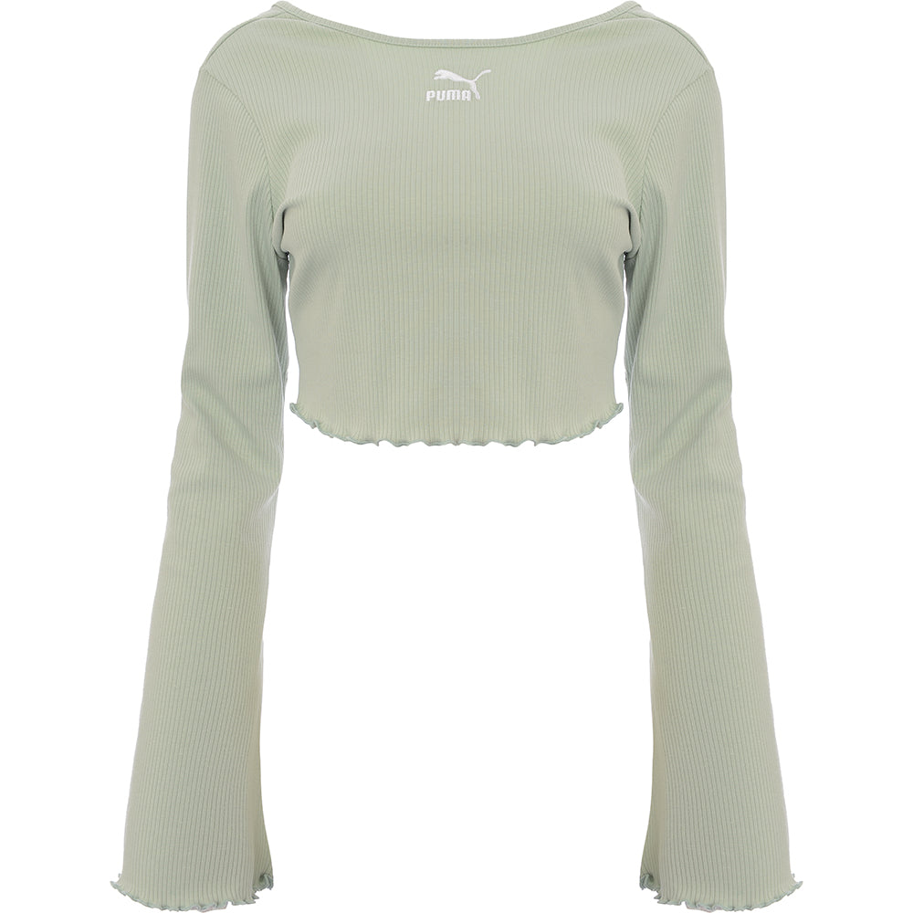 Puma Womens Green Classic Flare Sleeve Scoop Back Top