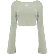 Puma Womens Green Classic Flare Sleeve Scoop Back Top