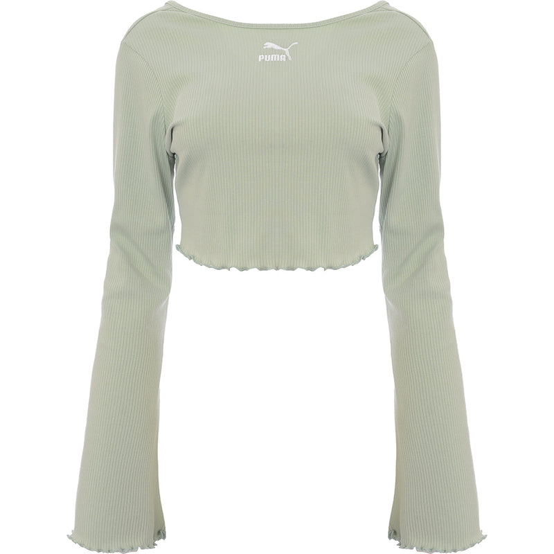 Puma Womens Green Classic Flare Sleeve Scoop Back Top