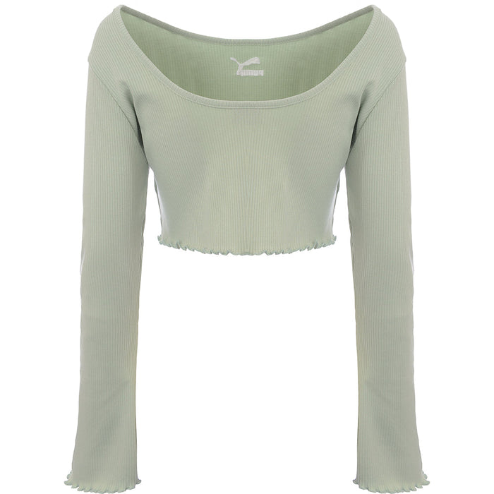 Puma Womens Green Classic Flare Sleeve Scoop Back Top