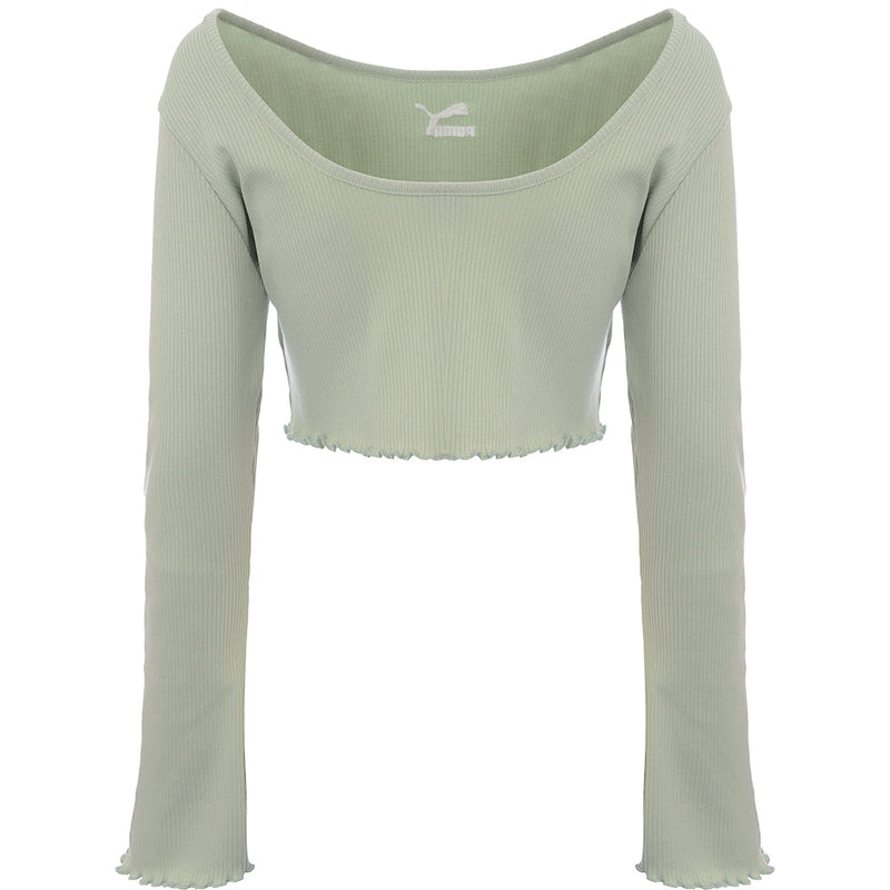 Puma Womens Green Classic Flare Sleeve Scoop Back Top