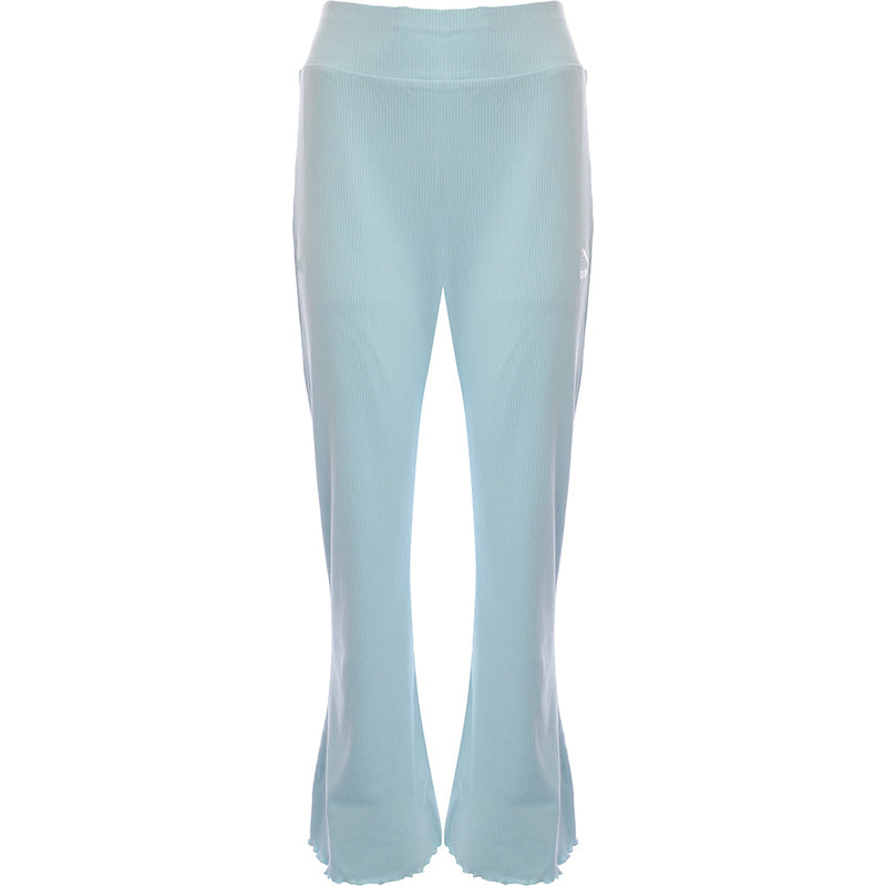 Puma Classics Womens Ribbed Flare Trousers in Baby Blue