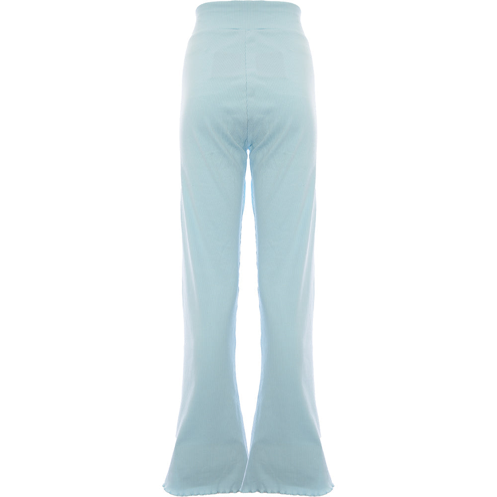 Puma Classics Womens Ribbed Flare Trousers in Baby Blue