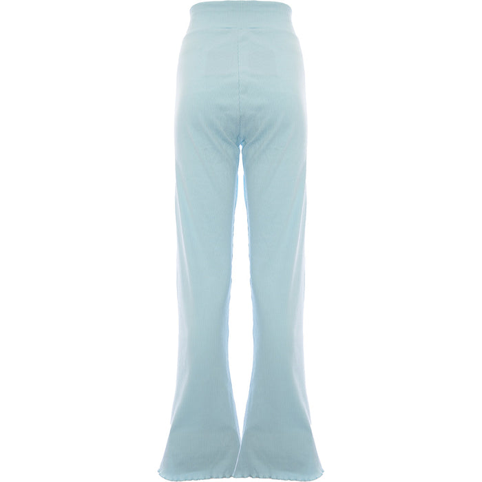 Puma Classics Womens Ribbed Flare Trousers in Baby Blue