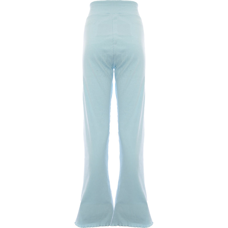 Puma Classics Womens Ribbed Flare Trousers in Baby Blue