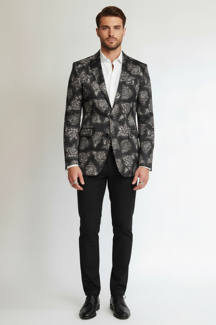 Bolongaro Trevor Mens Blazer With Large Rose Print