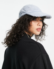 Weekday Womens Cotton Tip Cord Cap in Pale Blue
