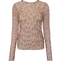 Weekday Women's Animal Print Polyester Blur Long Sleeve Mesh Top