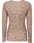 Weekday Women's Animal Print Polyester Blur Long Sleeve Mesh Top