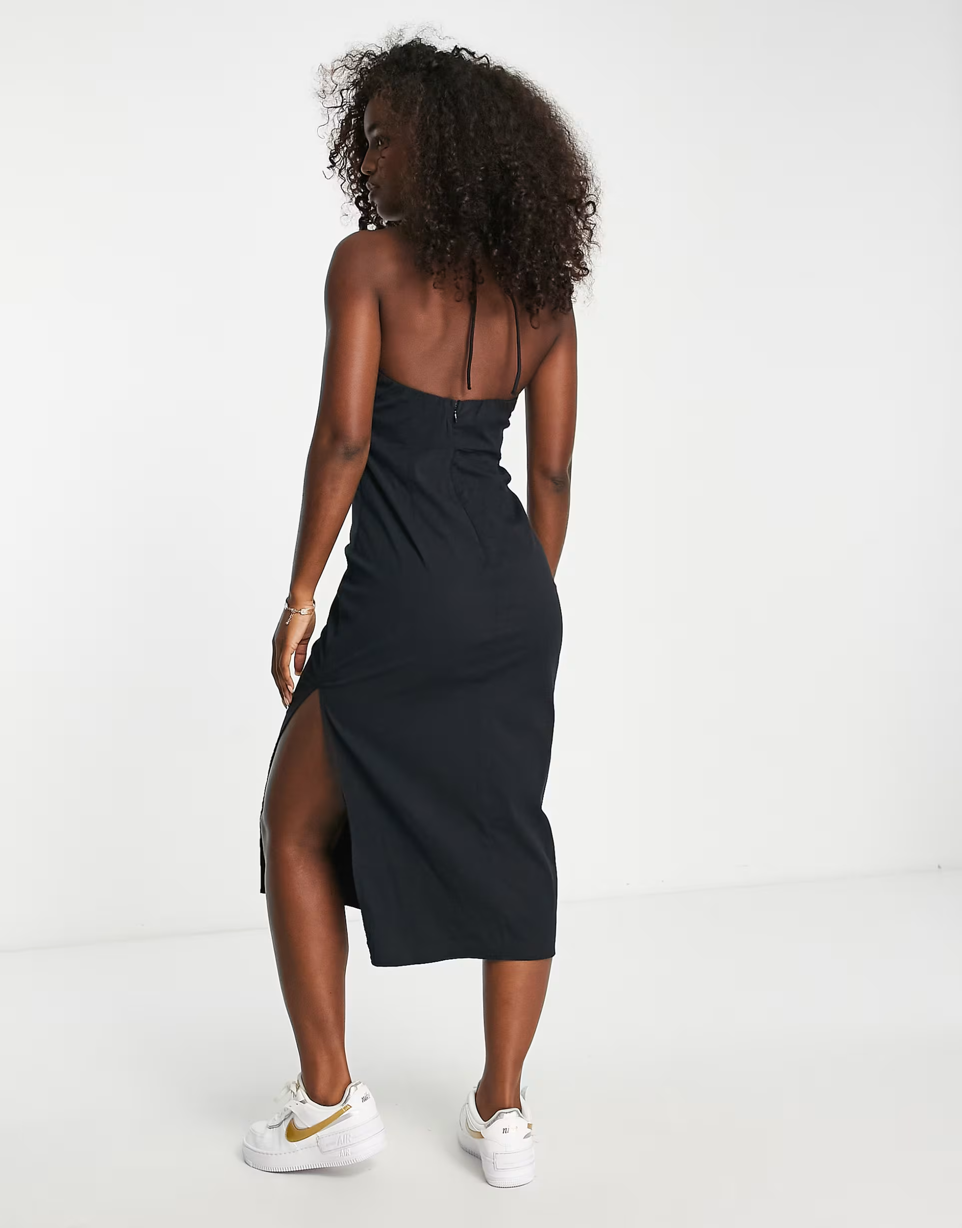 Abercrombie & Fitch Womens Plunge O-Ring Midi Dress In Black