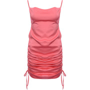 Rebellious Fashion Women's Satin Cowl Front Ruched Dress
