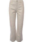 Muubaa Women's Ivory High Waist Wide Leg Leather Trouser