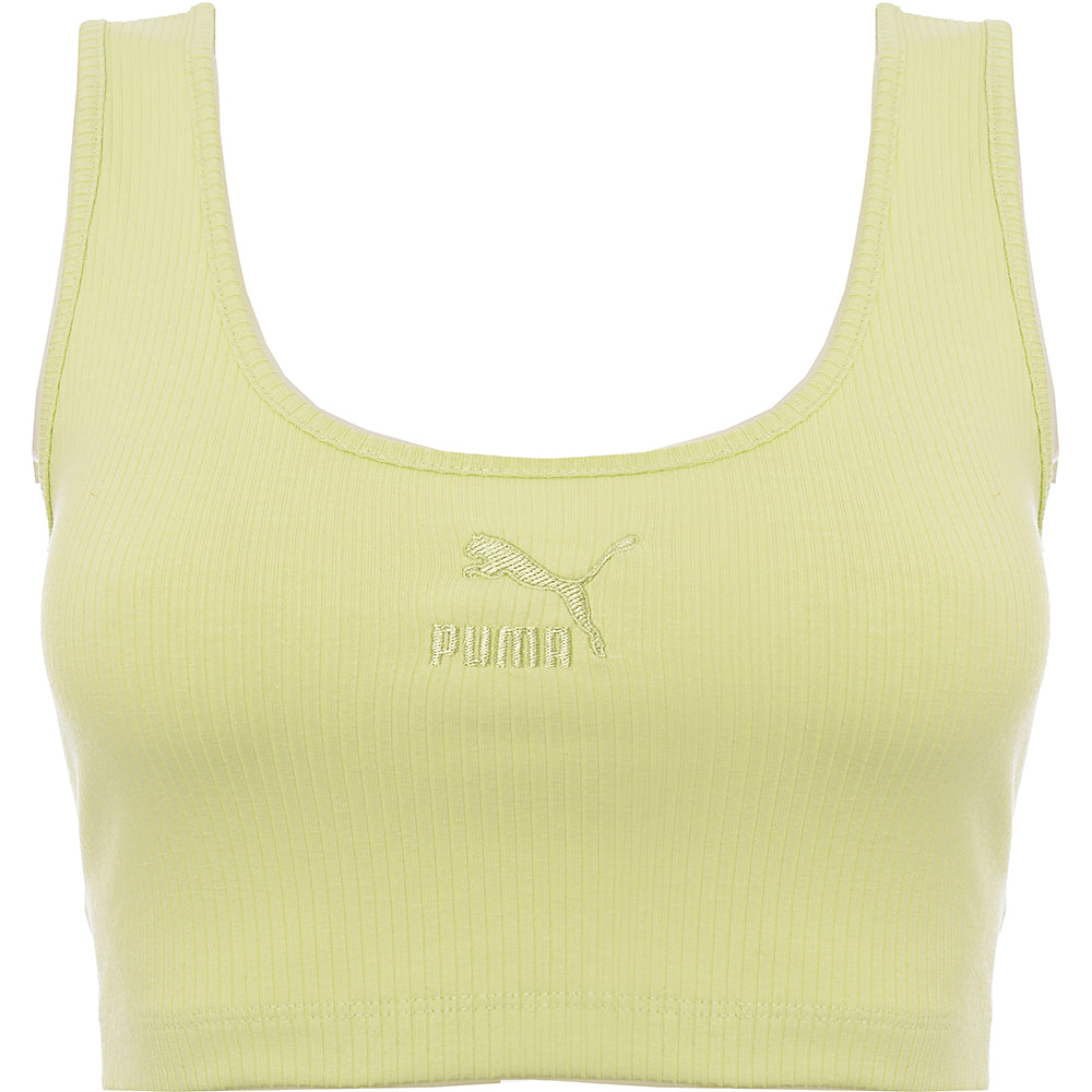 Puma Womens Lime Green Classics Ribbed Bralette