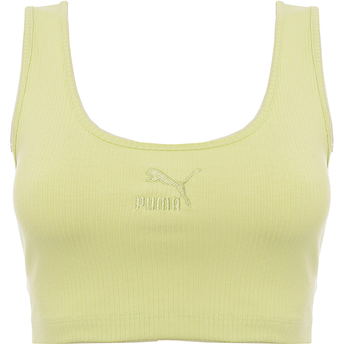 Puma Womens Lime Green Classics Ribbed Bralette