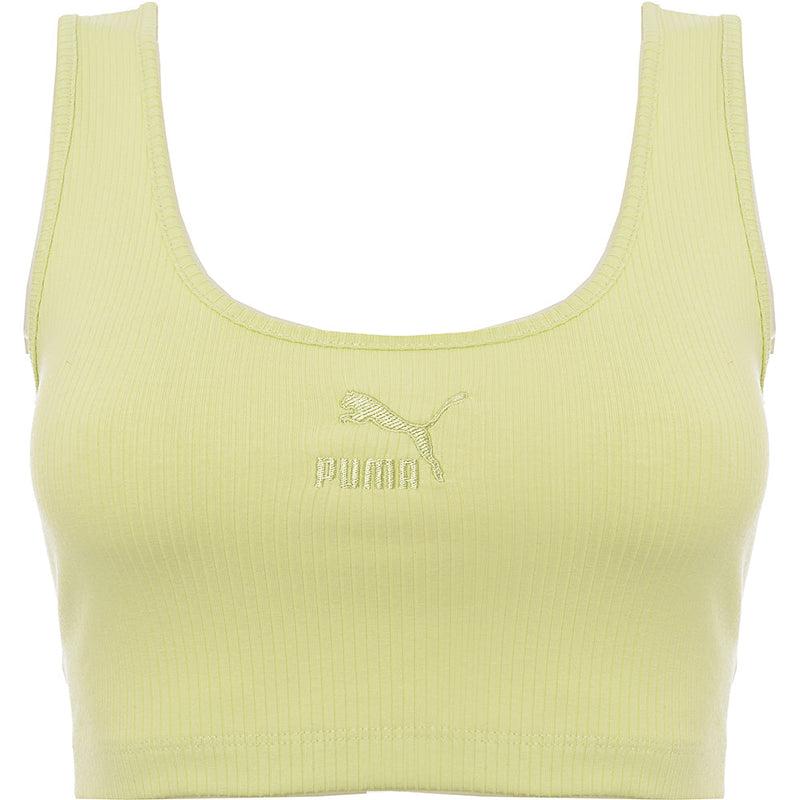 Puma Womens Lime Green Classics Ribbed Bralette