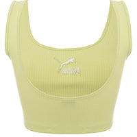 Puma Womens Lime Green Classics Ribbed Bralette