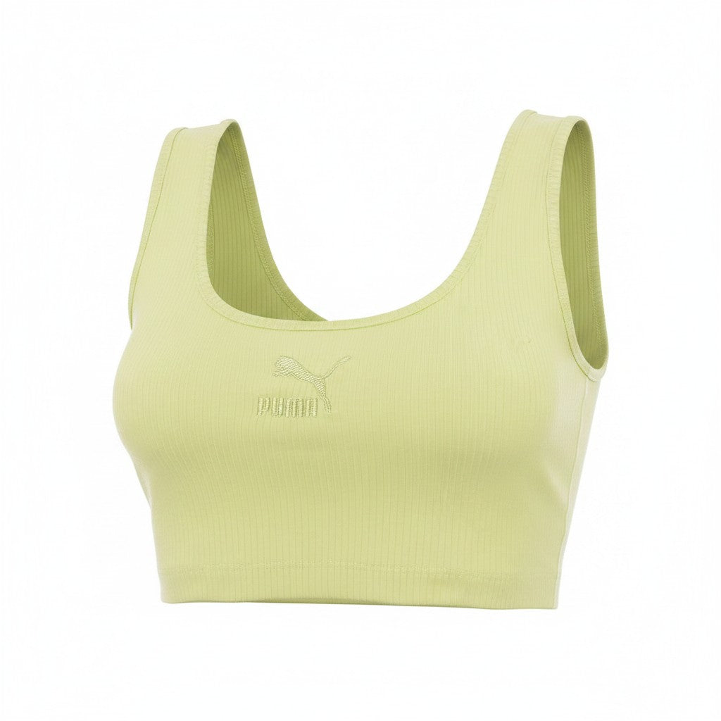 Puma Womens Lime Green Classics Ribbed Bralette