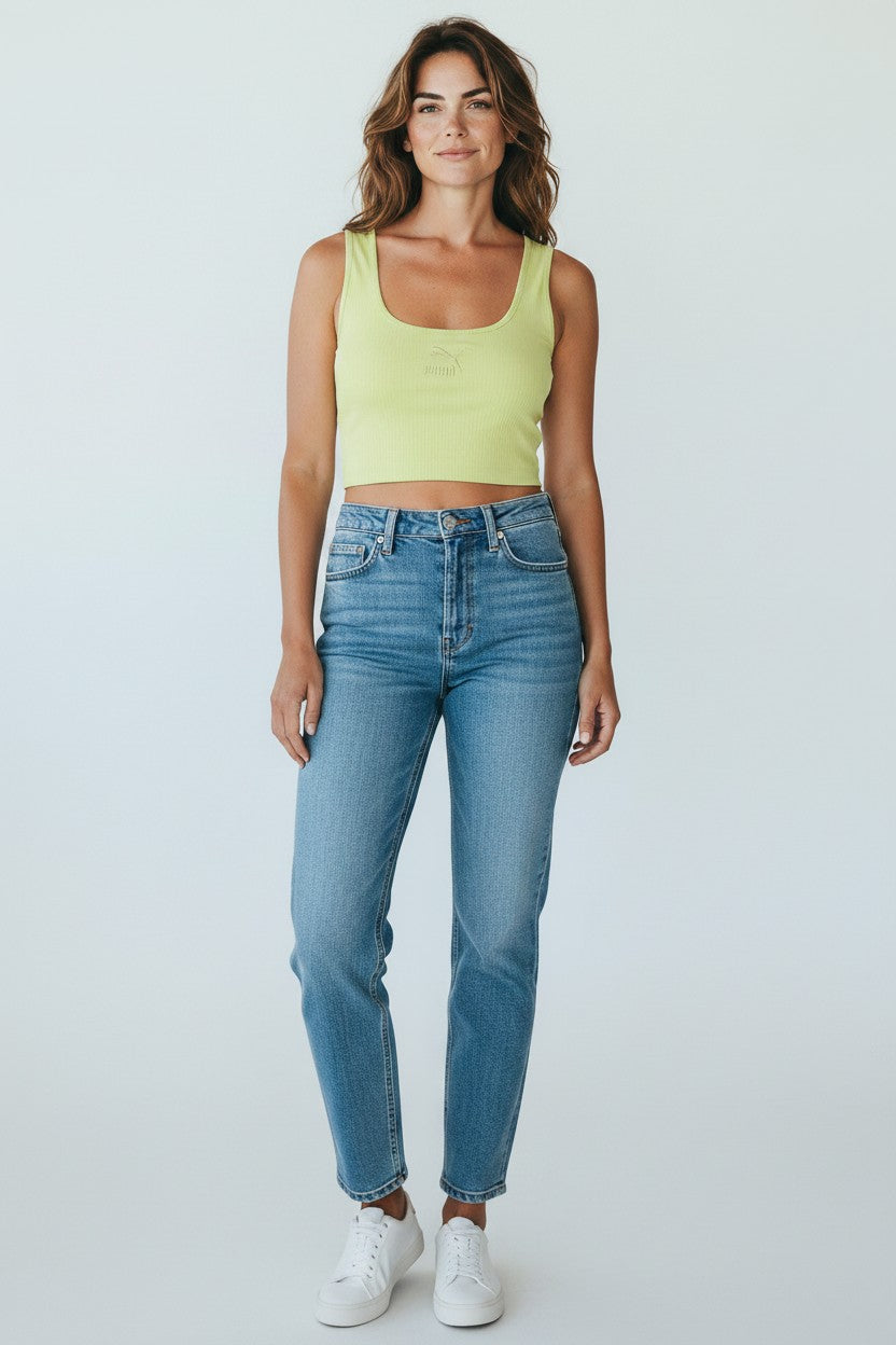Puma Womens Lime Green Classics Ribbed Bralette