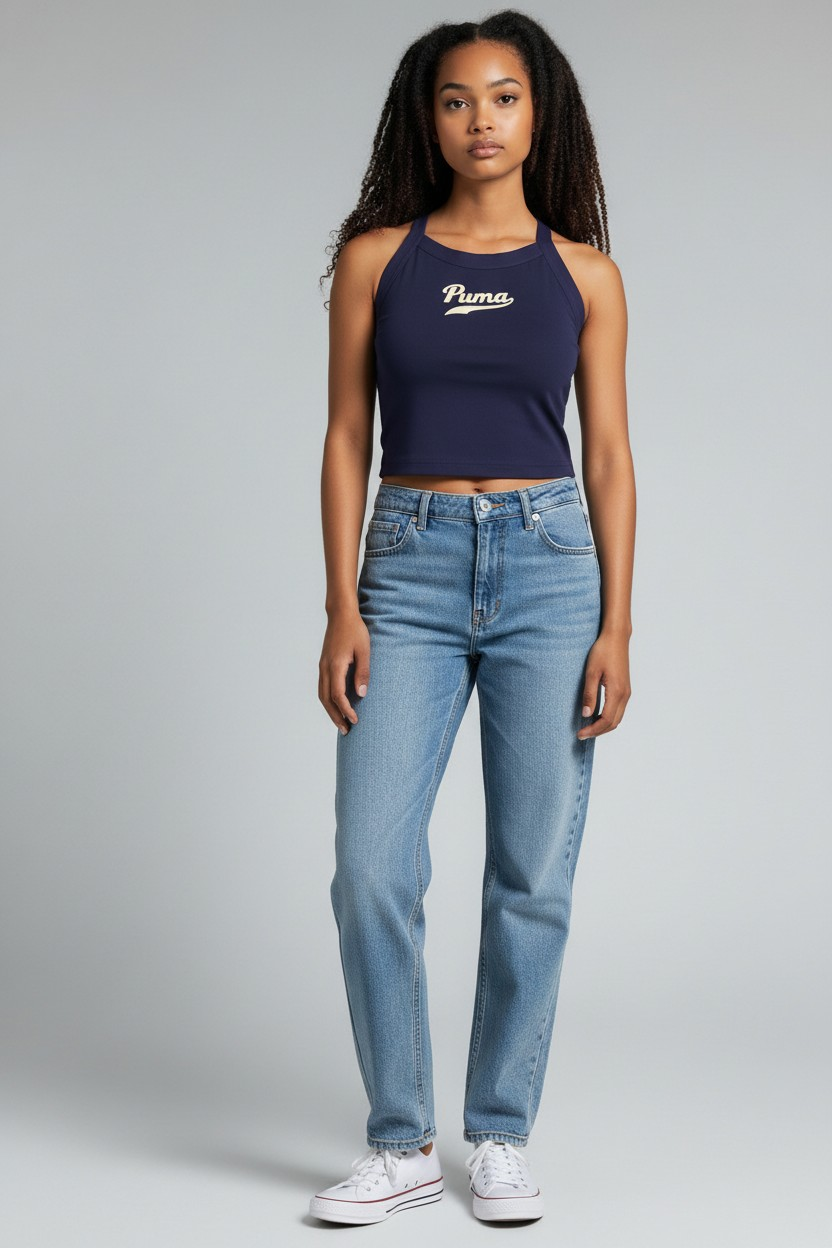 Puma Womens Navy Varsity Sleeveless Bralette