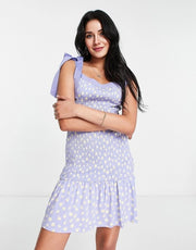 French Connection Womens Smocked Mini Dress In Lilac