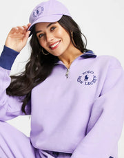 Womens Polo Ralph Lauren Collab Co-Ord Logo 1/4 Zip Sweatshirt in Lavender