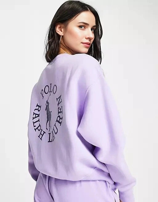 Womens Polo Ralph Lauren Collab Co-Ord Logo 1/4 Zip Sweatshirt in Lavender