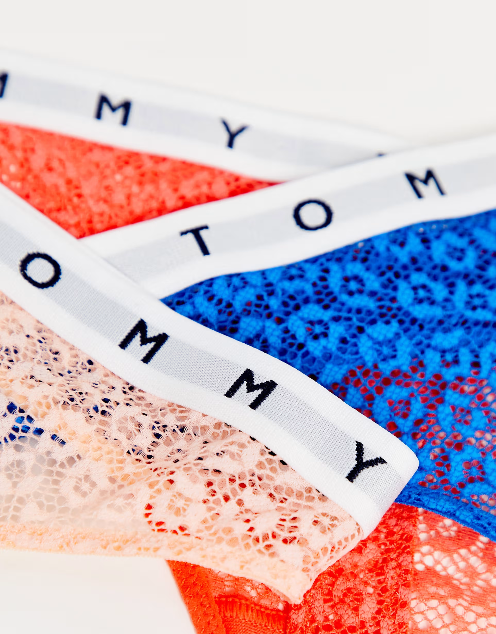 Tommy Hilfiger Womens Lace Logo Thong 3 Pack In Multi