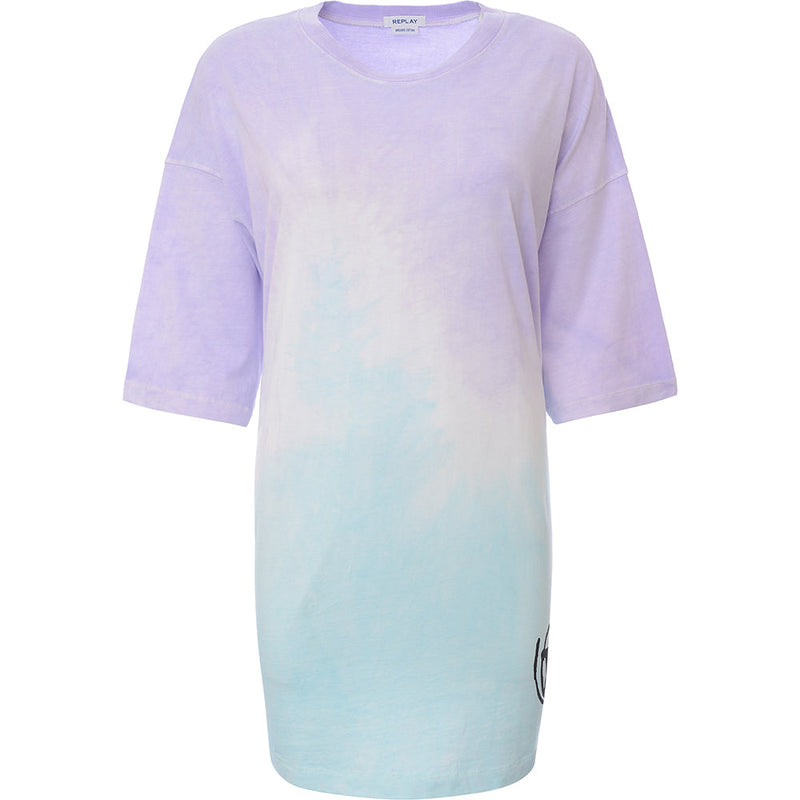 Replay Womens Lilac/Azure Ombre Oversized T-Shirt