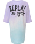 Replay Womens Lilac/Azure Ombre Oversized T-Shirt