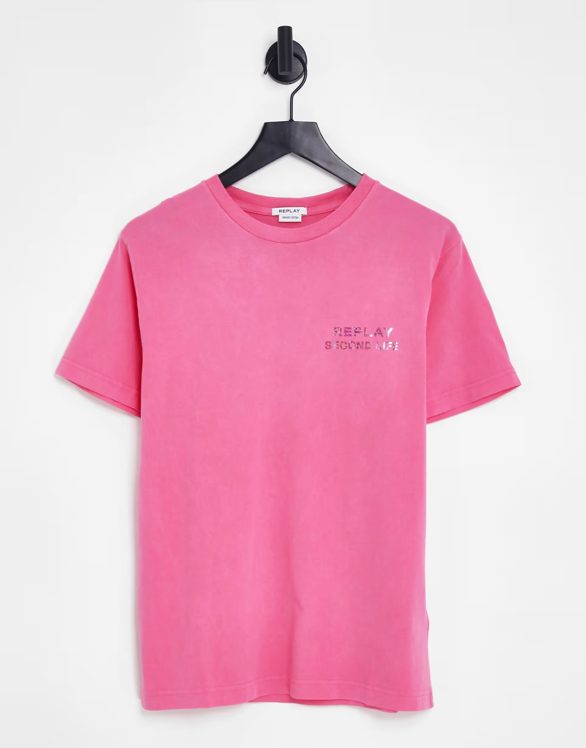 Replay Womens Logo T-Shirt in Bright Fuchsia