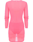 Wavey Women's Pink Mesh Mini Dress with Cut-Out Details