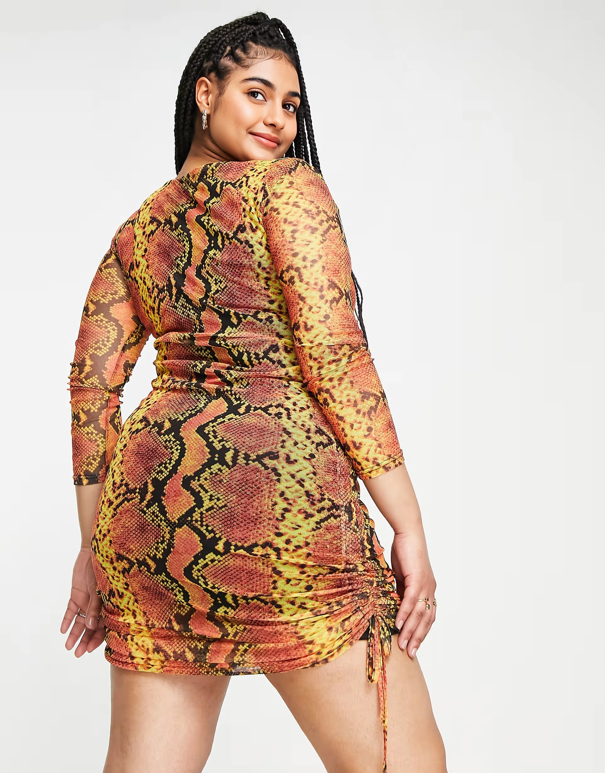 I Saw It First Womens Plus Mesh Mini Dress in Snake Rint In Neutral