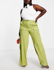 Womens I Saw It First Plus Utility Cargo Trousers In Sage