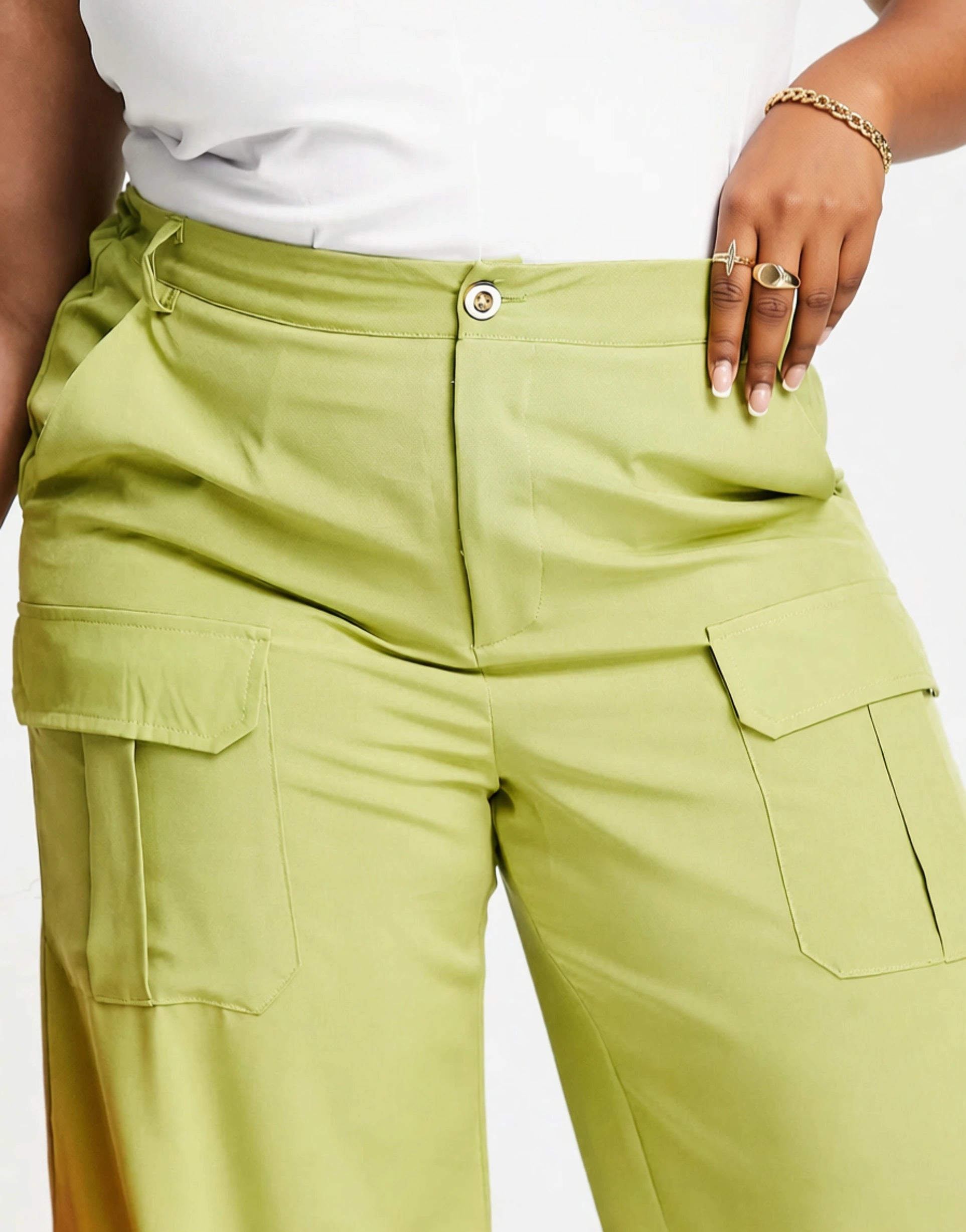 Womens I Saw It First Plus Utility Cargo Trousers In Sage