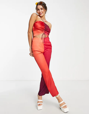 Amy Lynn Womens Satin Wide Leg Trousers Co-Ord in Ombre