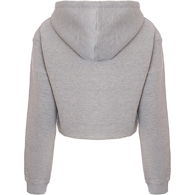 Aeropostale Women's Raw Hem Cropped Hoodie in Grey