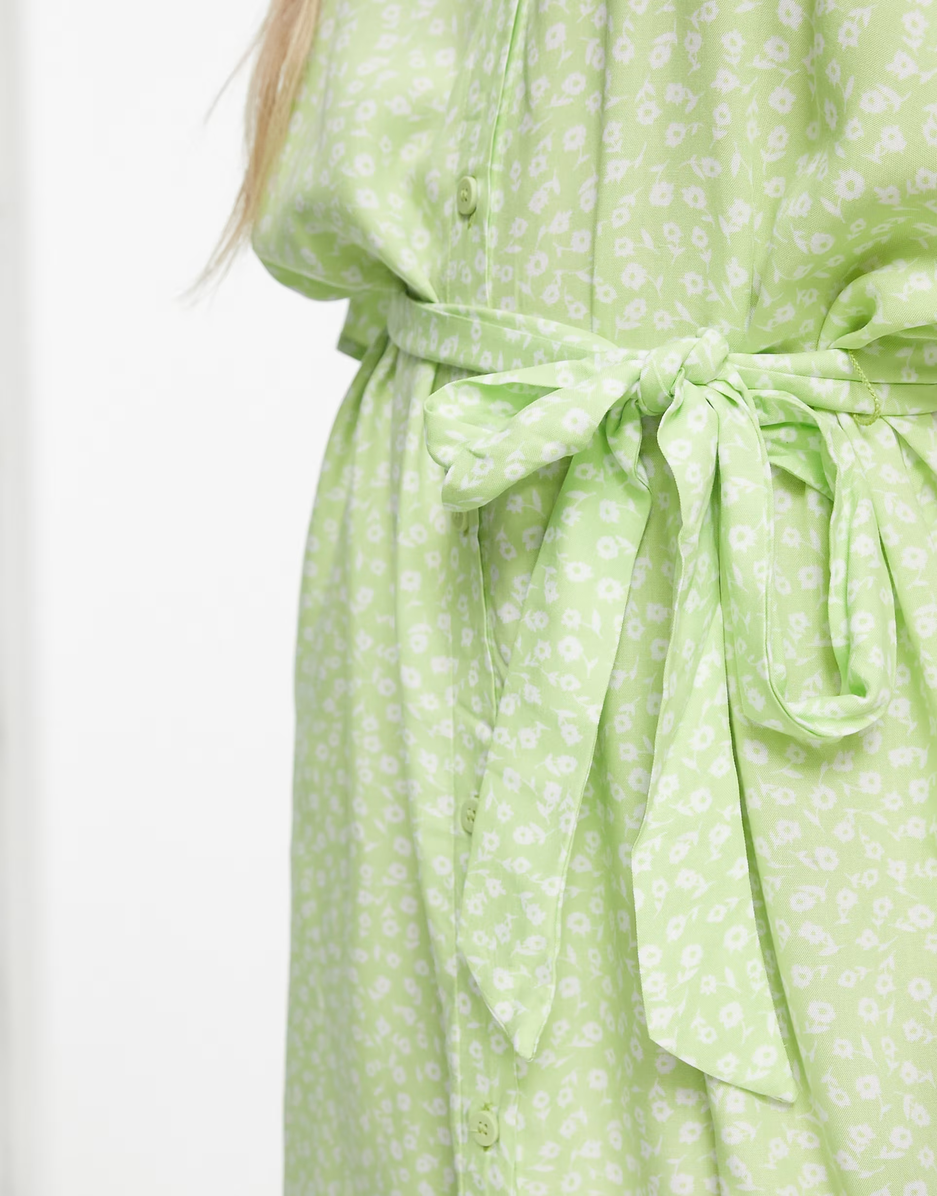 Monki Womens Tie Waist Shirt Dress In Green