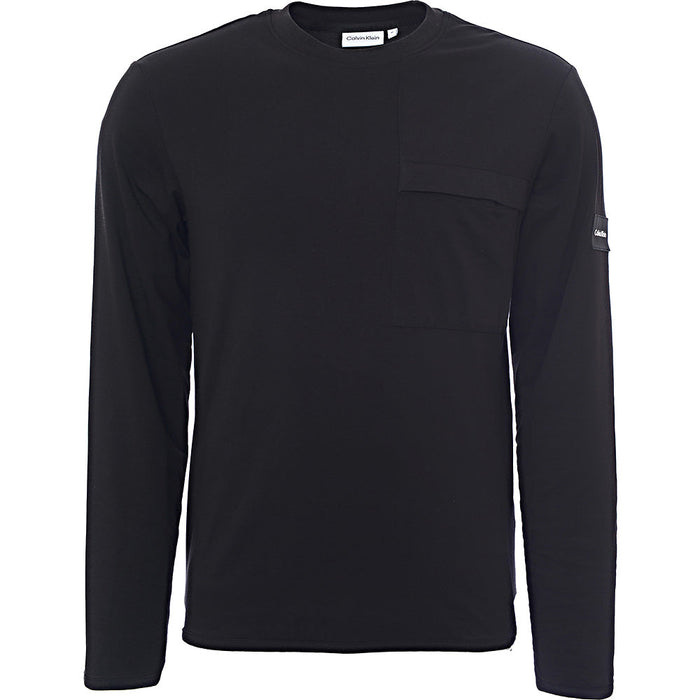 Calvin Klein Mens Black Long Sleeve T-Shirt with Pocket