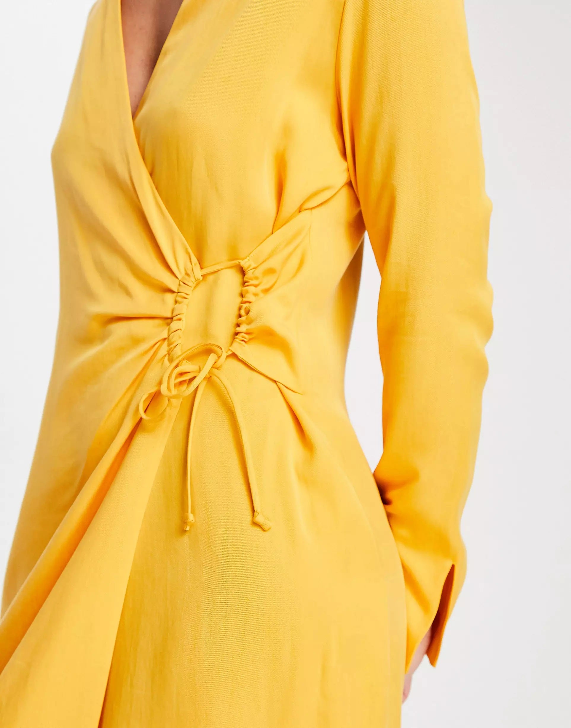 Mango Womens Draped Ruched Front Shirt Dress In Orange