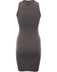 Dr Denim Womens Black Ribbed Bodycon Dress with Collar Detail